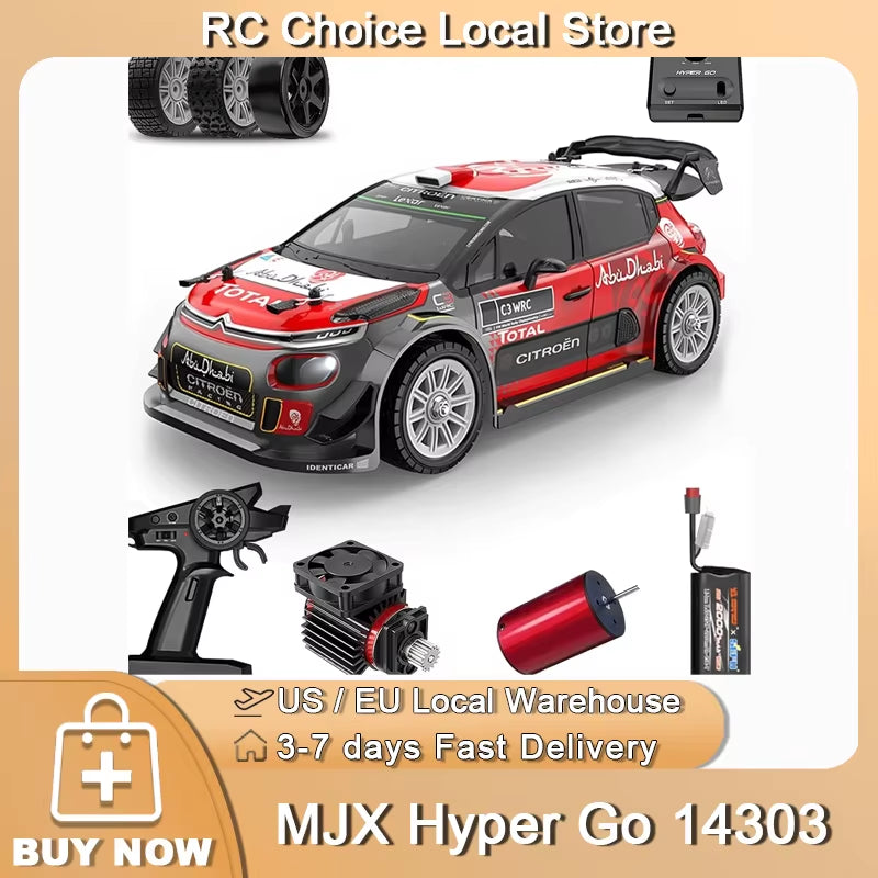 1/14 MJX 14303 High-Speed RC Drift Car - 2.4G Brushless 4WD Off-Road Rally Truck for Adults and Gift Use