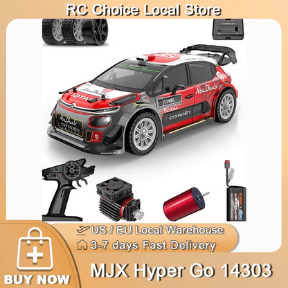 1/14 MJX 14303 High-Speed RC Drift Car - 2.4G Brushless 4WD Off-Road Rally Truck for Adults and Gift Use