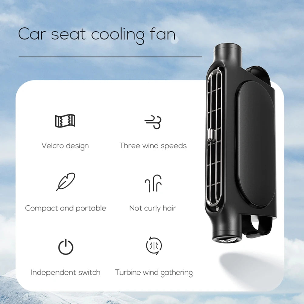 Adjustable USB-Powered Car Headrest Cooling Fan with 3 Speed Settings for Front and Rear Seat Passengers