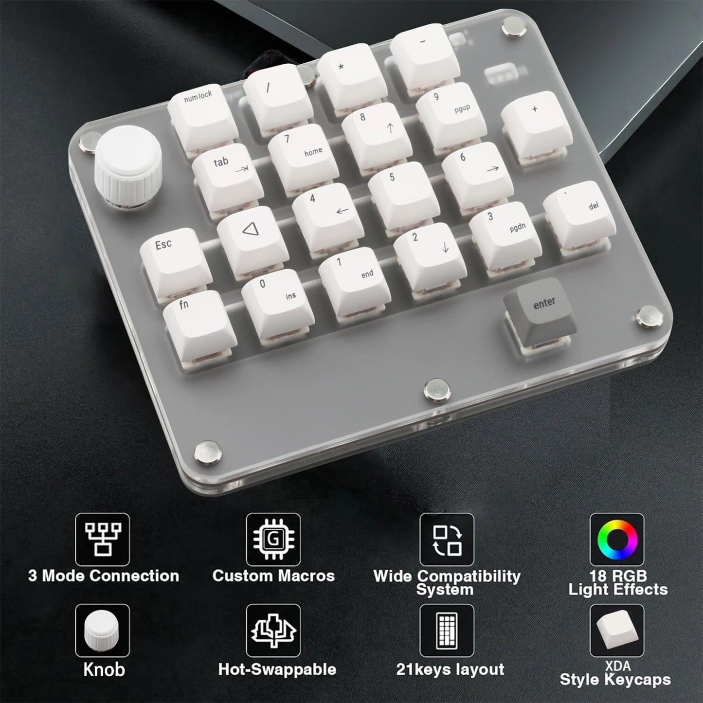 USB Custom Keyboard Macro 6/21 Key 1 Knob Programming RGB Bluetooth Gaming Photoshop Hotswap Mini Mechanical Bluetooth Keyboard
