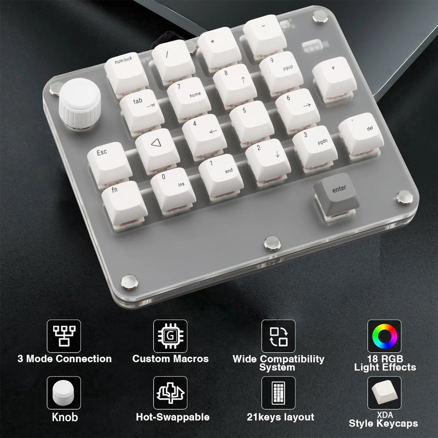 USB Custom Keyboard Macro 6/21 Key 1 Knob Programming RGB Bluetooth Gaming Photoshop Hotswap Mini Mechanical Bluetooth Keyboard