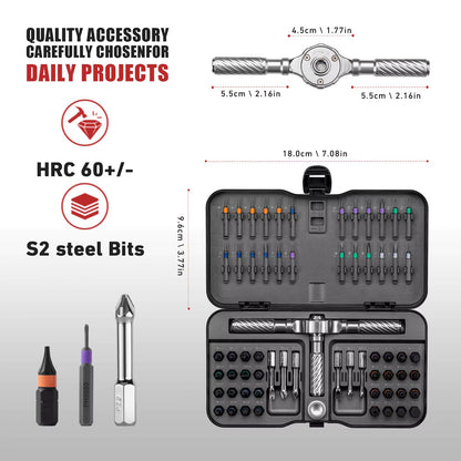 66In1 Multifunction Ratchet Screwdriver Set Multi Magnetic Bits Mini Repair Tool Kit Household Tool for PC & Desk Etc.
