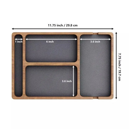 Wooden Office Desktop Storage Box Solid Wood Partition Storage Box Mobile Phone Headphone Debris Storage Box Wooden Storage Tray