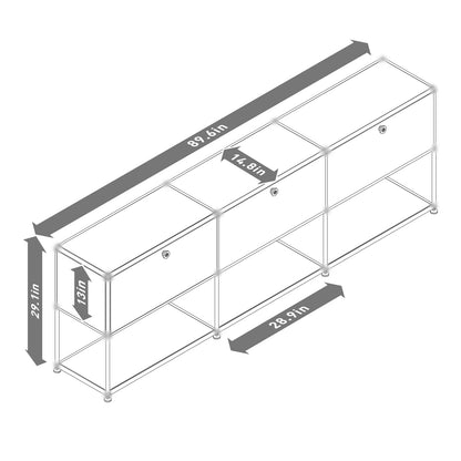 Contemporary Stainless Steel Storage Cabinet and TV Stand for Living Room and Home Office