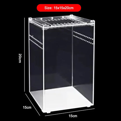 Transparent Acrylic Reptile Breeding Box Spider Lizard Amphibian Terrarium Leak-Proof Pet Habitat Arboreal Tarantula Enclosure