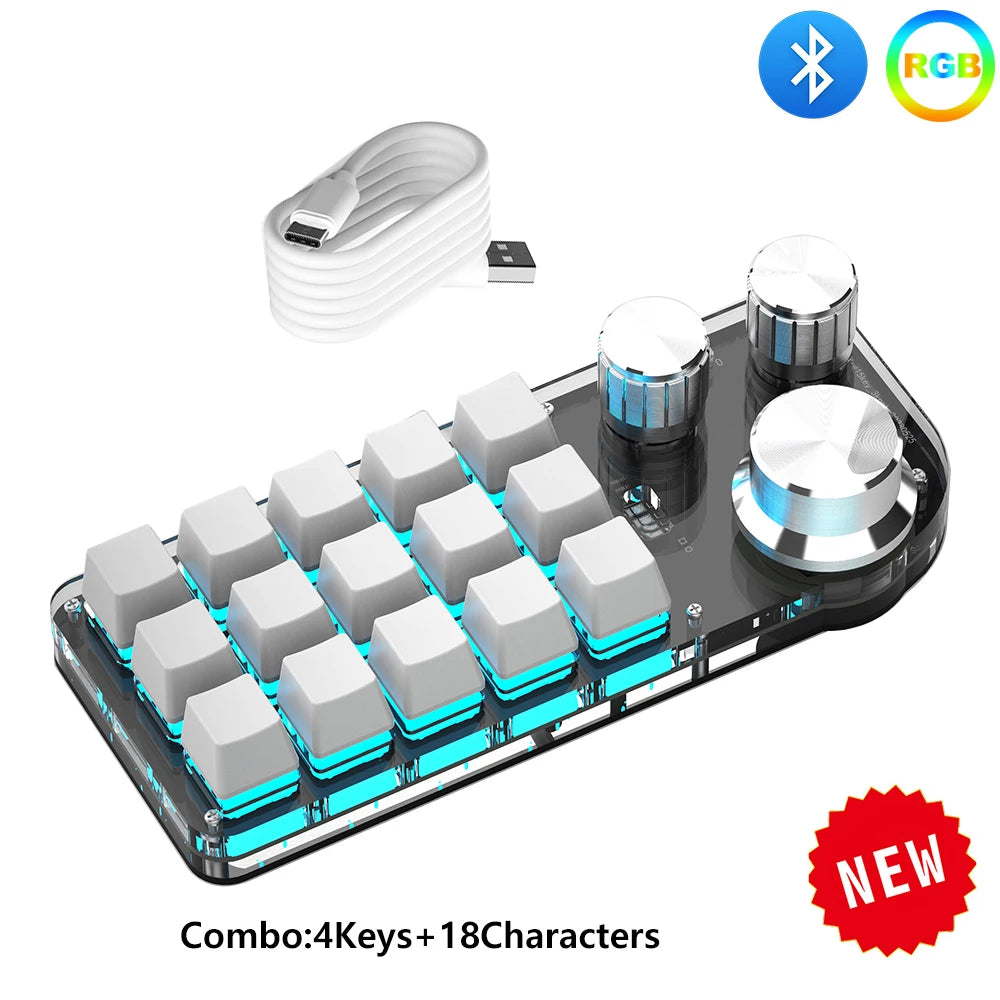 USB Custom Keyboard Macro 6/21 Key 1 Knob Programming RGB Bluetooth Gaming Photoshop Hotswap Mini Mechanical Bluetooth Keyboard