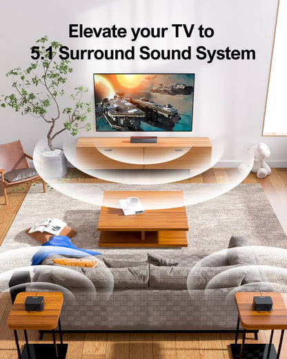 320W 5.1 Soundbar with Wireless Subwoofer & 2 Surround Speakers, 3D Surround Sound System Home Theater, APP Control