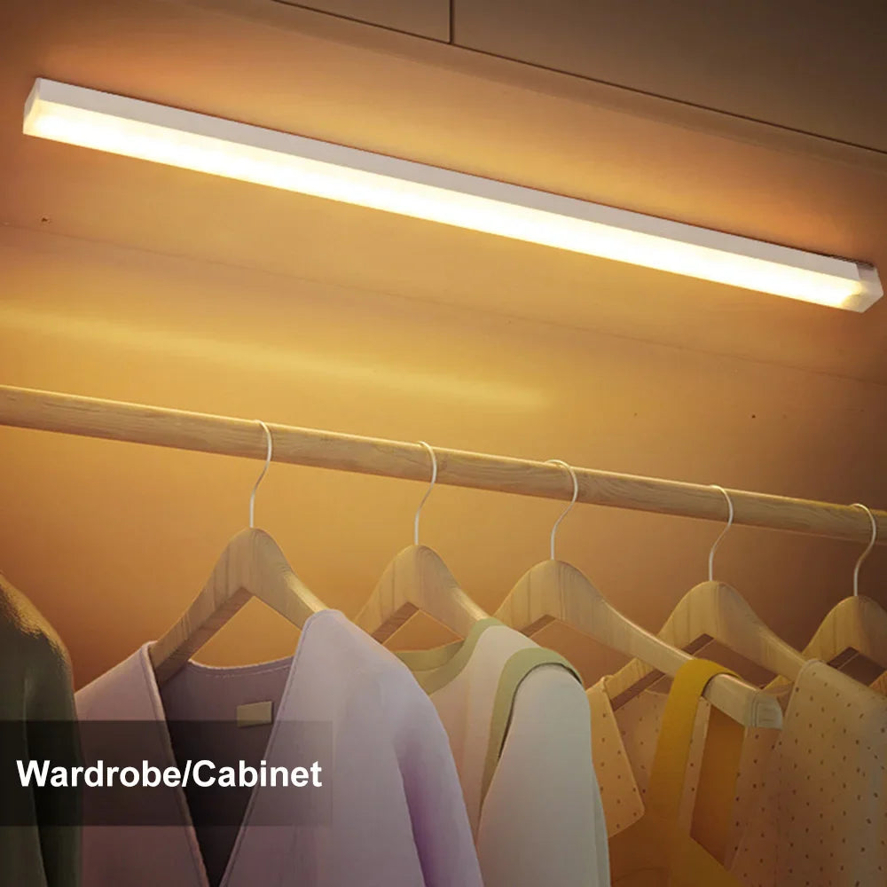 Wireless LED Motion Sensor Night Light - Rechargeable Type C Cabinet and Wardrobe Lamp for Staircase and Kitchen Backlighting