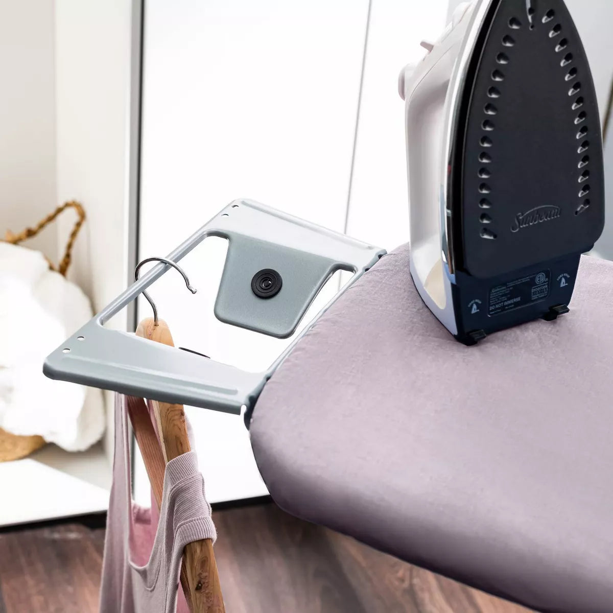 Home Products Light Gray 4-Leg Mesh Top Ironing Board with Integrated Iron Rest