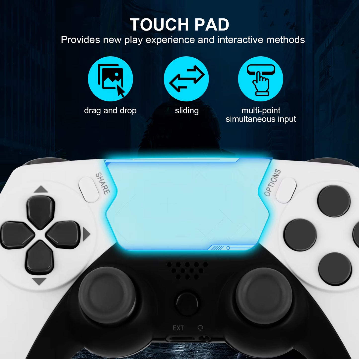 Wireless Controller Dual Vibration Game Joystick Gamepd for PS4 PS3 Console PC Gamepad with 6-Axis Gyros