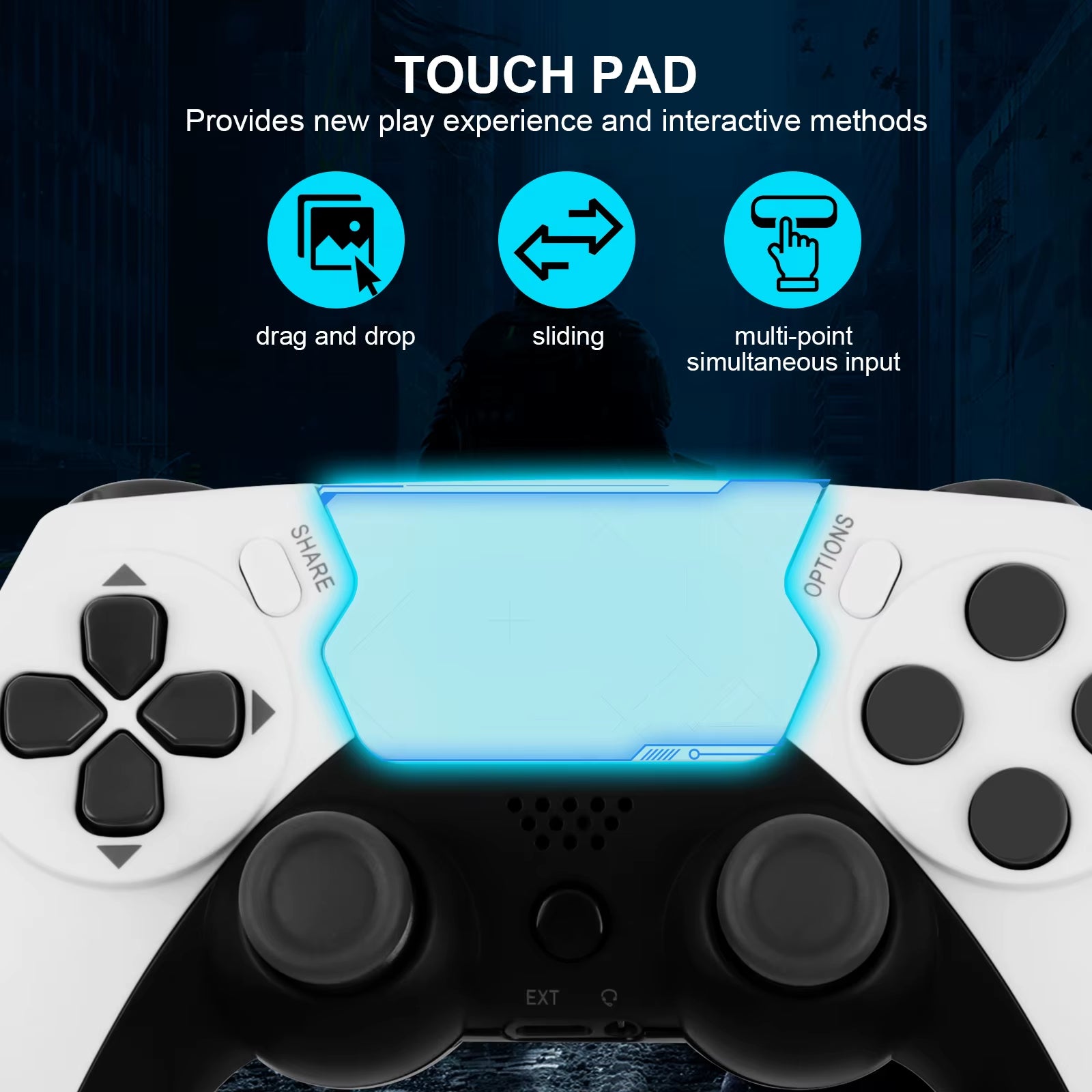 Wireless Controller Dual Vibration Game Joystick Gamepd for PS4 PS3 Console PC Gamepad with 6-Axis Gyros