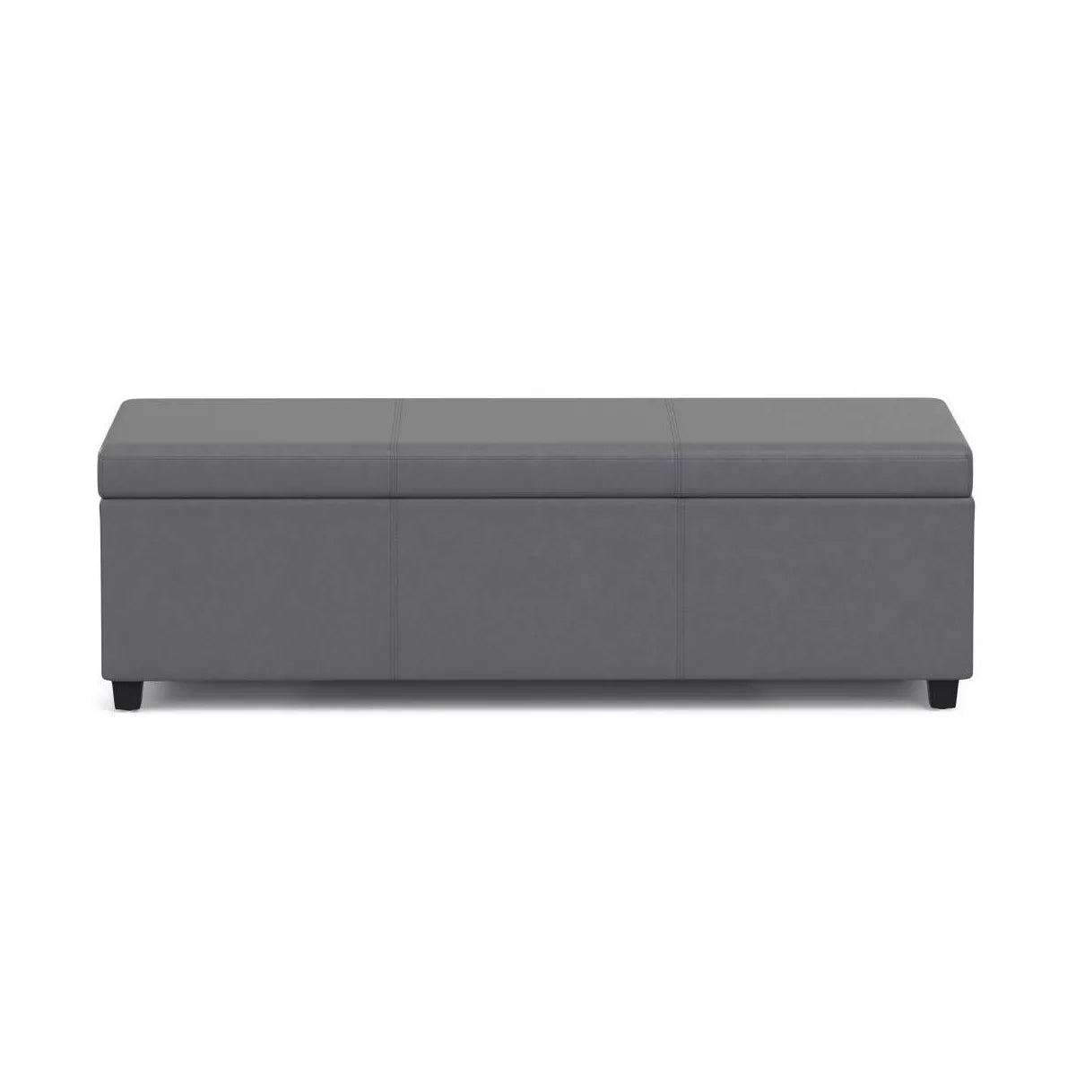 Extra Large Stone Gray Storage Ottoman Bench with Linen Upholstery and Hinged Lid, Accommodates Two Seats