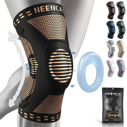 Copper Knee Brace Knee Support with Patella Gel Pad &Side Stabilizers for Knee Pain Sport Arthritis ACL Joint Pain Relief