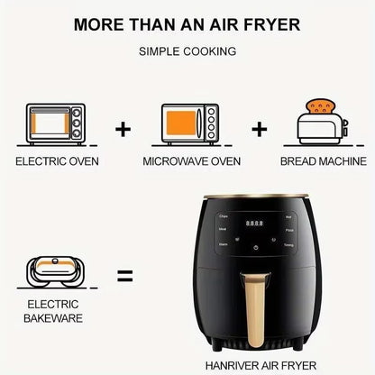 6L Large Capacity Digital Touch Air Fryer Multi Use Non Stick Energy Saving Easy Clean Oven for Household Kitchen Cooking