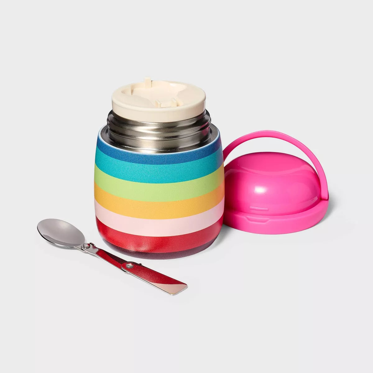 Rainbow Striped Insulated Stainless Steel Food Container for Hot and Cold Items