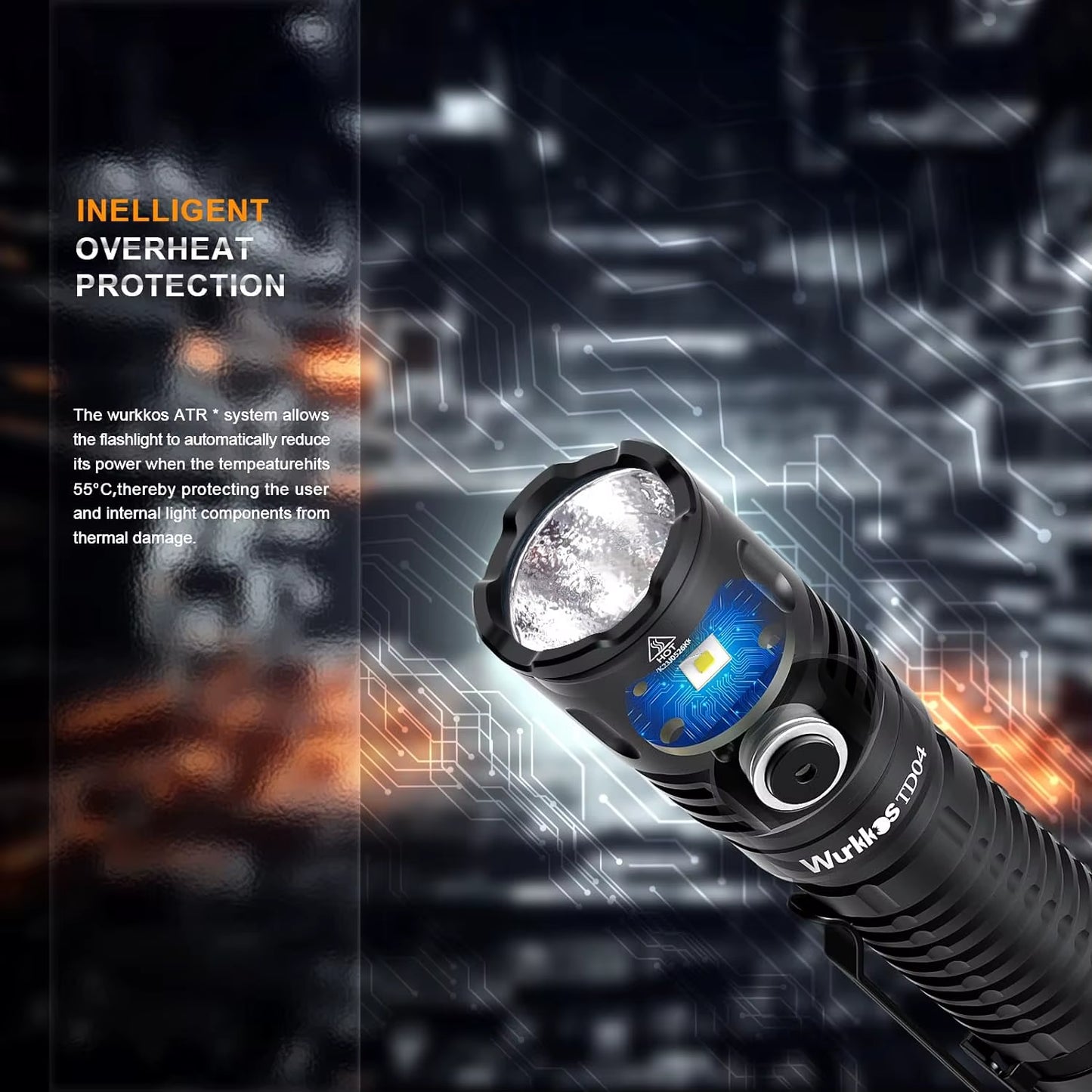 TD04 21700 Rechargeable Two Mode Group Tactical XHP50D HI Flashlight USB-C 3000 Lm Torch IP68 Waterproof EDC Tail Switch