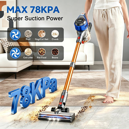 Honki 78KPA Cordless Vacuum Cleaner - High-Power Handheld Device with LED, Strong Suction for Wet and Dry Cleaning, Ideal for Pet Hair and Carpets