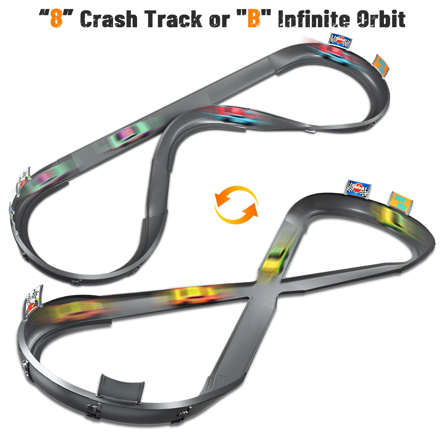 VATOS CRASH RACERS Track Speed Collision Racing Car Set Rechargeable Cars the Fast and the Furious Racing Toys Gifts Kids Game