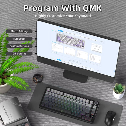 X85Pro 75% Mechanical Keyboard with Screen & Knob Hot Swappable Wireless 2.4Ghz/Bluetooth/Wired RGB Gasket Mount QM
