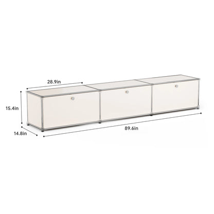 Contemporary Stainless Steel Storage Cabinet and TV Stand for Living Room and Home Office