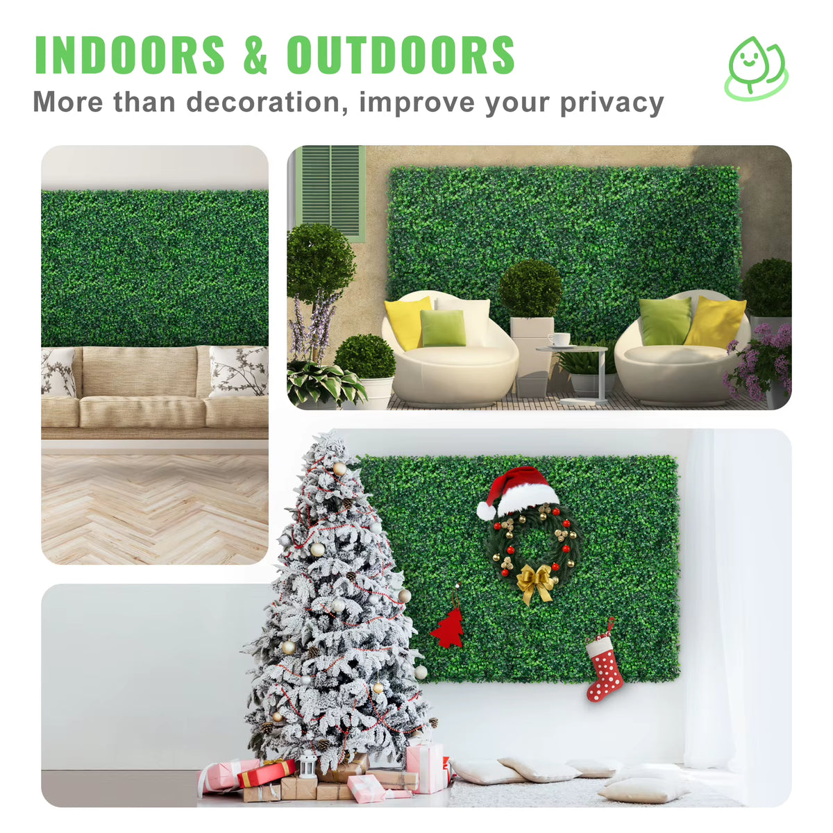 Succebuy Artificial Boxwood Hedge Wall Panels - 24 Pieces, 20x20/24x16 Inches, Green Grass Backdrop for Decorative Use