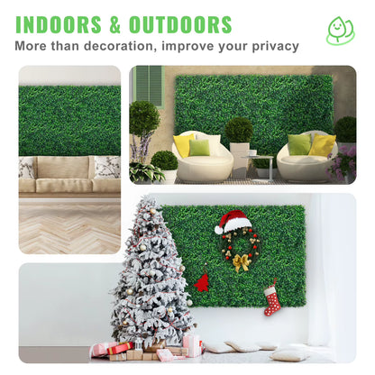 Succebuy Artificial Boxwood Hedge Wall Panels - 24 Pieces, 20x20/24x16 Inches, Green Grass Backdrop for Decorative Use