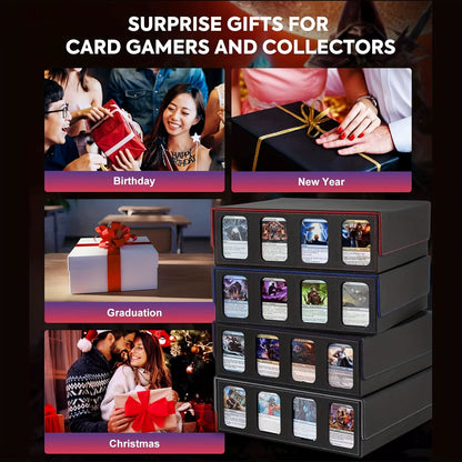 Professional Trading Card Storage Box with Display; 4-Row Deck Case Featuring Removable Lid; Accommodates Over 2400 Cards; Compatible with Magic TCG, PTCG, and Sports Cards