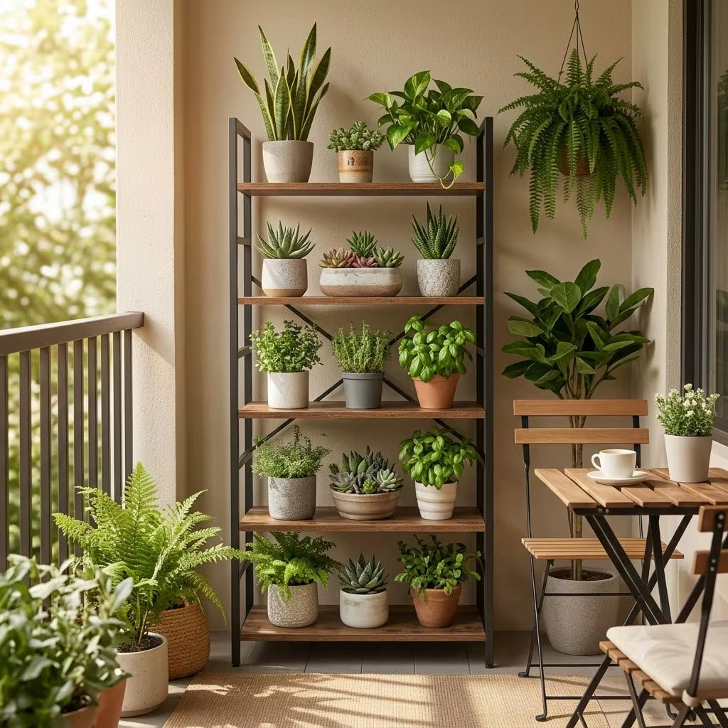 5 & 6 Tier Industrial Rustic Wood Bookcase with Black Metal Frame - Freestanding Multipurpose Storage Organizer for Bedroom, Living Room, Office, Kitchen, and Plant Decor