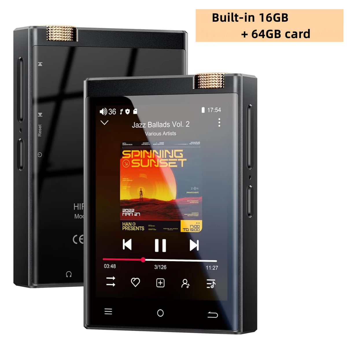 16GB/80GB Hi-Fi MP3 Player with Bluetooth and Wi-Fi, Oilsky Lossless DSD High-Resolution Digital Audio, Expandable Up to 1TB