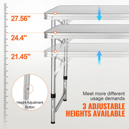 Aluminum Folding Picnic Table with Adjustable Height and Storage Bag for Outdoor Use