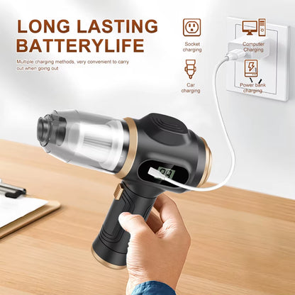 BELIBUY 2-in-1 High-Powered Car Vacuum Cleaner and Blower for Efficient Cleaning of Seats, Mats, and Trunk Dust, Portable Design