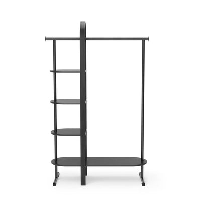  Garment Rack Black: Eucalyptus Frame, Fixed Rod & Shelf, 65.74" Height, 121 Lbs Capacity, Assembly Tools Included