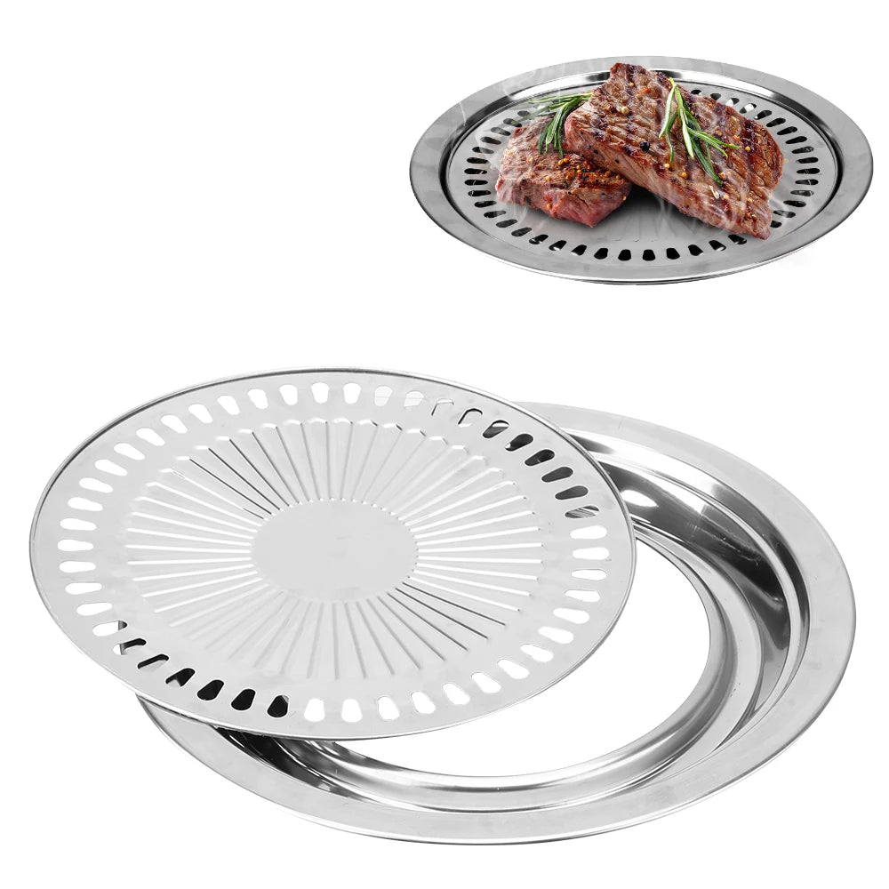 Smokeless Barbecue Grill Pan Non-Stick Gas Stove Plate for Electric Stove Baking Tray BBQ Tong Grill Barbecue Tools Home Outdoor