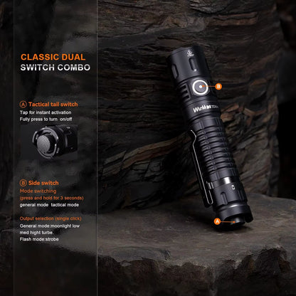 TD04 21700 Rechargeable Two Mode Group Tactical XHP50D HI Flashlight USB-C 3000 Lm Torch IP68 Waterproof EDC Tail Switch