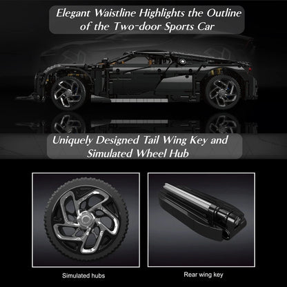 Mould King 13163 Technical Car Toys the MOC Black La Voiture Noire Building Block Assembly Sport Car Brick Kids Christmas Gift