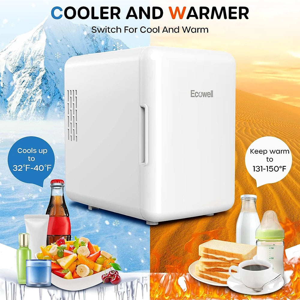 Mini Fridge for Bedroom 4L/6 Can Skincare Fridge AC/DC Portable Compact Small Refrigerator for Office Dorm Car Desk for Skin Care Makeup Cosmetic