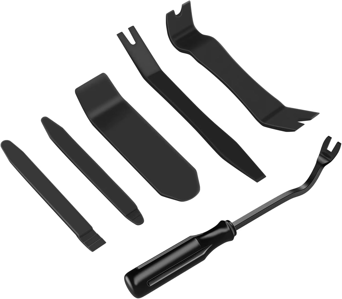 Nilight 6-Piece Auto Trim Removal Tool Kit - No-Scratch Design for Car Audio, Dash Panel, Window Molding, and Fastener Removal - Black