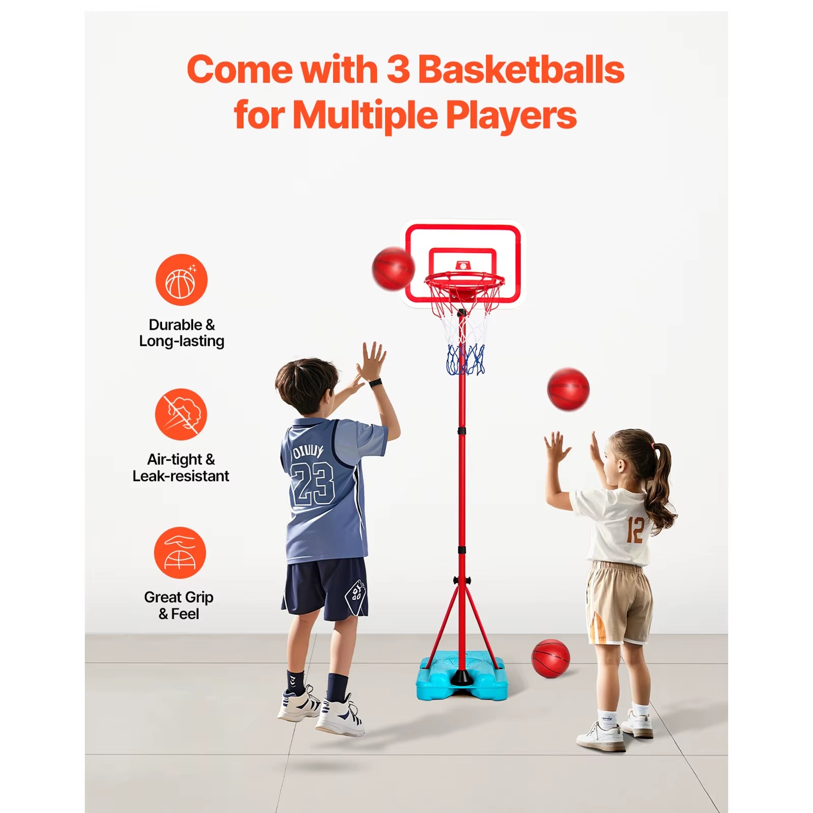 Succebuy Toddler Adjustable Basketball Hoop 104-190CM Rack for Kids Outdoor Indoor Ball Sport Backboard Rim Shoot Children Toys