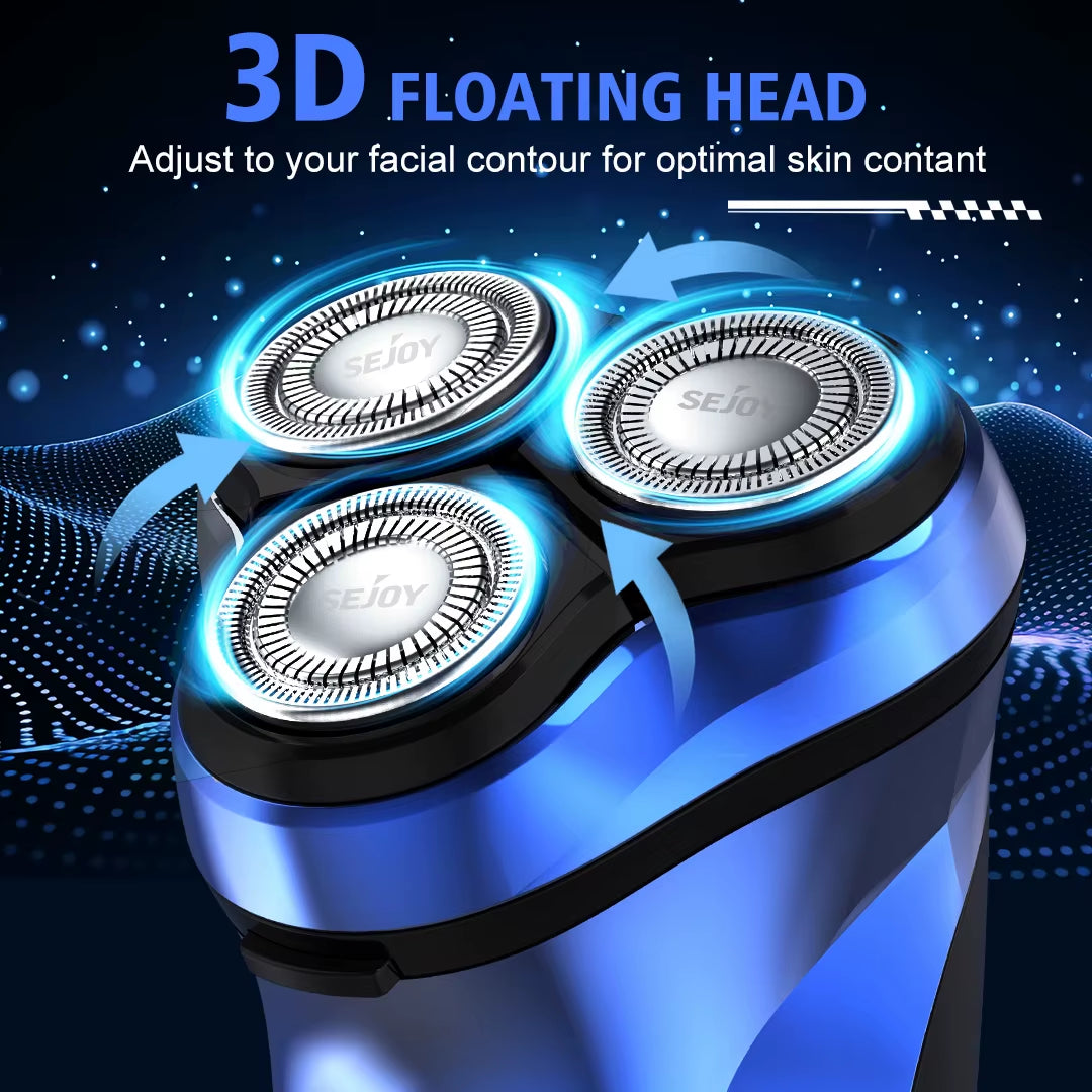 Cordless Electric Razor for Men with Pop-Up Trimmer, Wet/Dry Rotary Shaver, Ideal for Travel, USB Fast Charging
