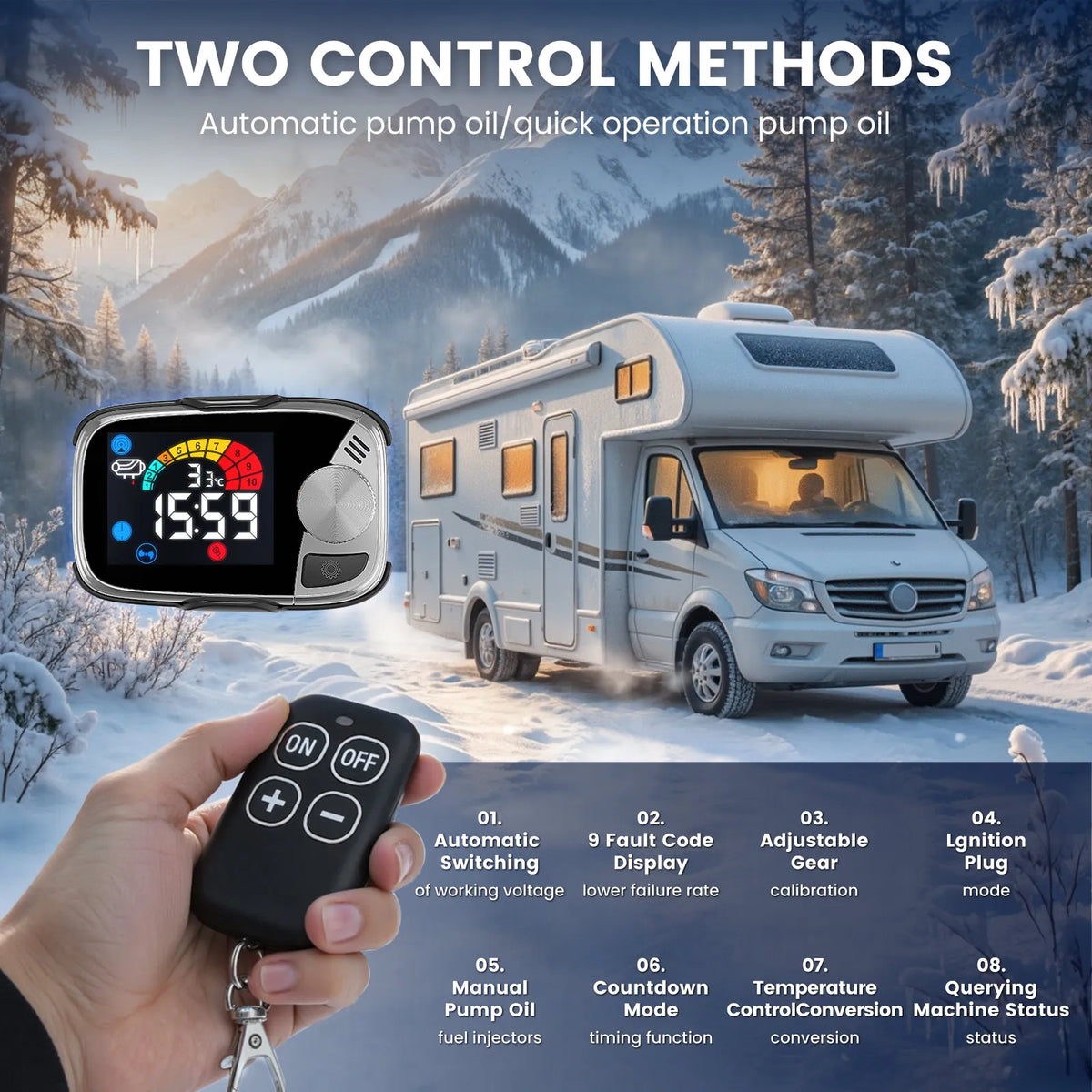 KROAK 5-8KW 12V Diesel Air Heater All in One Car Parking Diesel with LCD Switch for Car Truck Boat RV 24V Parking Diesel Heater