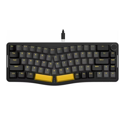 AKS068 Alice Layout Wired Mechanical Keyboard, Gasket Mount 68 Keys Ergonomic 60% Gaming Keyboard USB-C, Hot-S