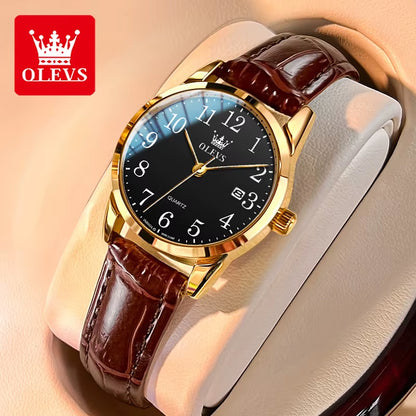 Brand Fashion Quartz Watch for Men and Women Leather Strap Waterproof Original Watch Arabic Numeral Scale Giving to Elders