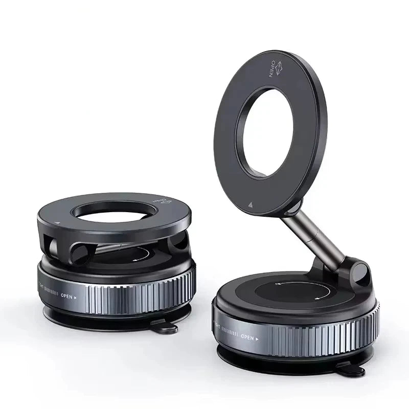 Rotating Magnetic Phone Holder with Vacuum Suction for Car Navigation, Gym, and Kitchen - Universal GPS Streaming Stand