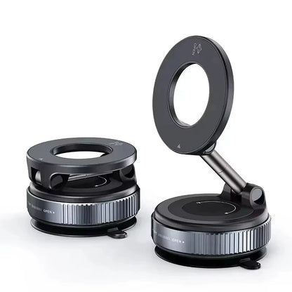 Rotating Magnetic Phone Holder with Vacuum Suction for Car Navigation, Gym, and Kitchen - Universal GPS Streaming Stand