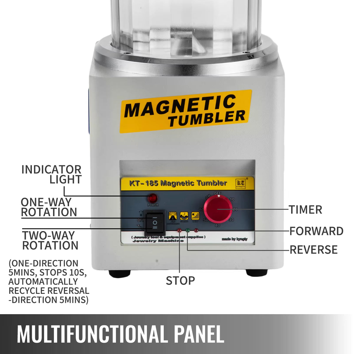 Succebuy KT-185 Magnetic Tumbler Jewelry Polisher and Mini Metal Finisher - 110V/220V Precision Parts Polishing Machine