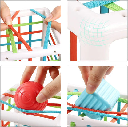 Sensory Shape Sorting Cube for Toddlers Aged 1-3 Years, Developmental Learning Toy with Textured Blocks