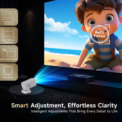 HY310 Android 11 Projector 4K Native 1080P Auto Focus Native 330ANSI Dual Wifi BT5.4 Air Mouse Voice Home Outdoor Movie