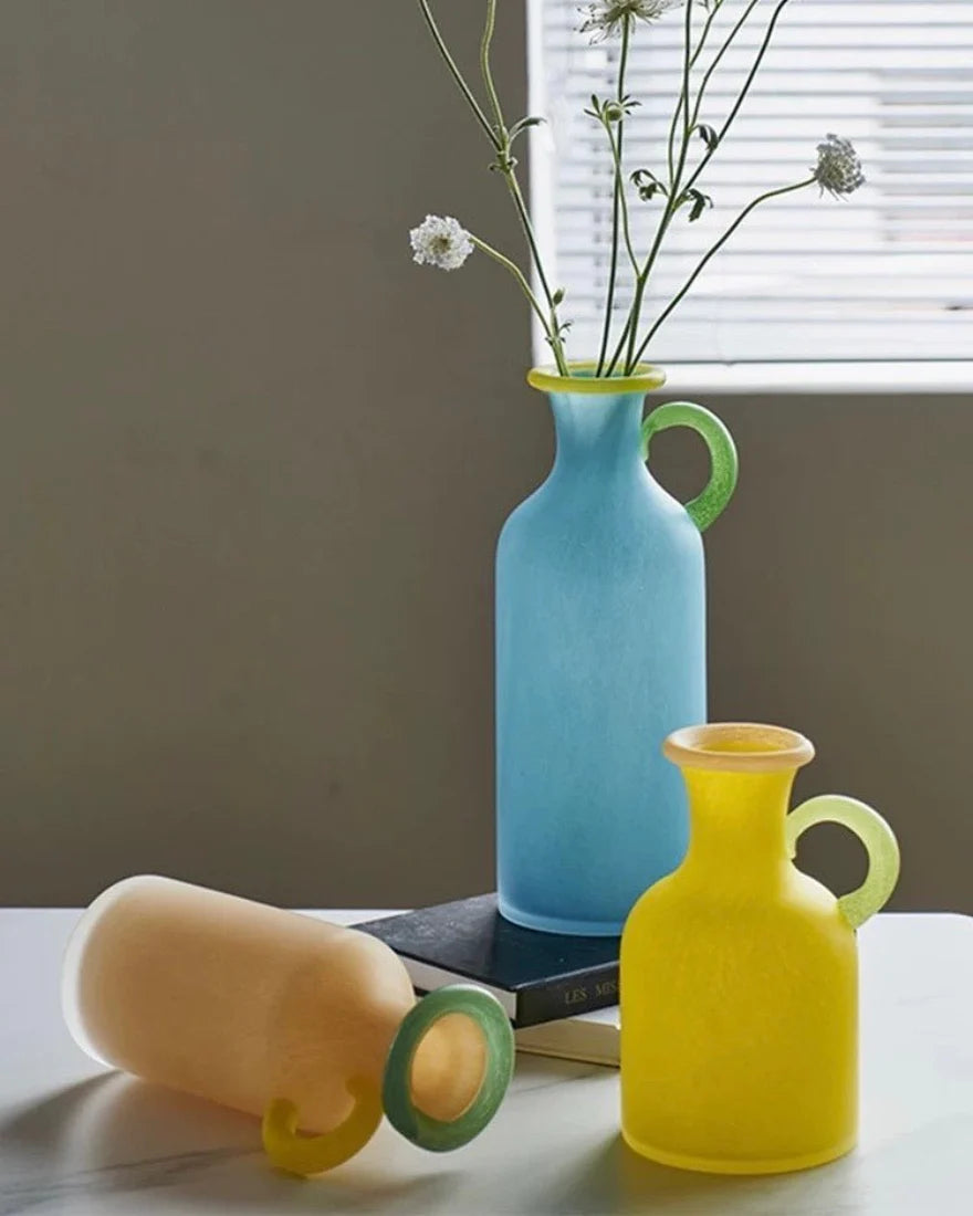 Handblown Bonbon Whimsical Pitcher Vase, Eclectic Table Setting Centrepieces
