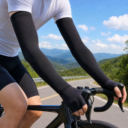 Ice Silk Sun Protection Sleeves - Nylon Fabric, SPF 50+, Enhanced Breathability, 99% UV Protection for Cycling and Sports