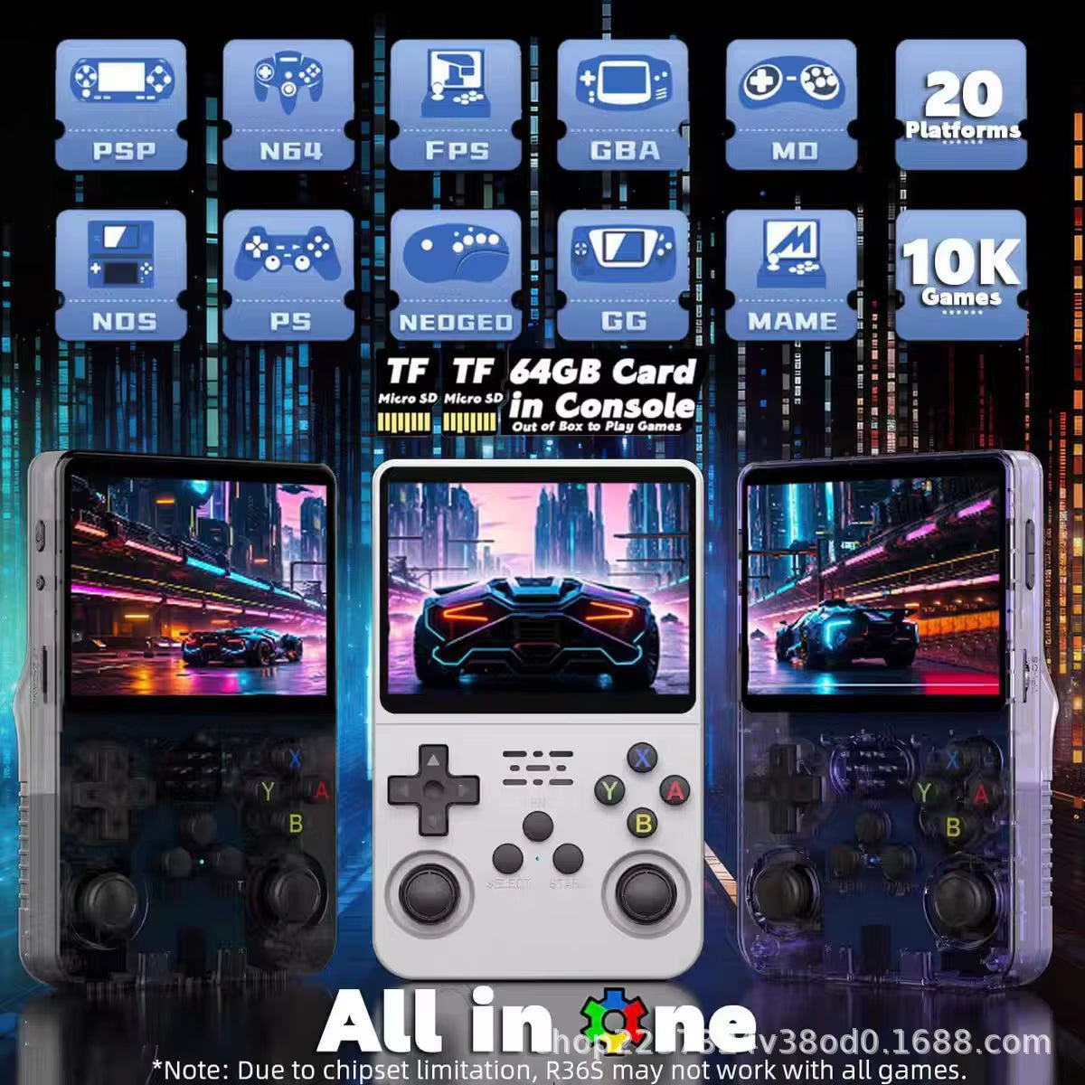 Open Source R36 64G Handheld Game Console 64G Best Games Linux System 3.5